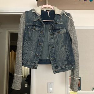 Free People Denim Hoodie Jacket